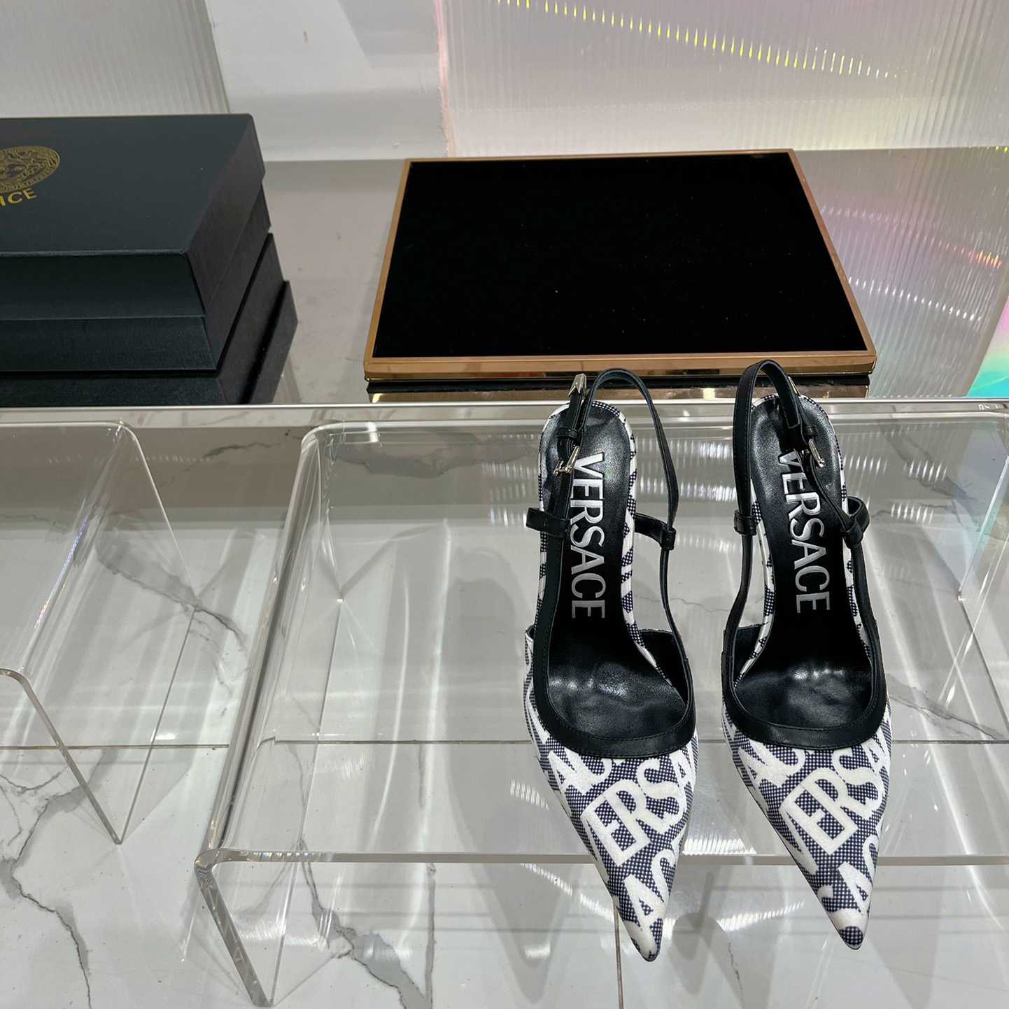 Versace Logo-jacquard 110mm Slingback Pumps - DopestKickz