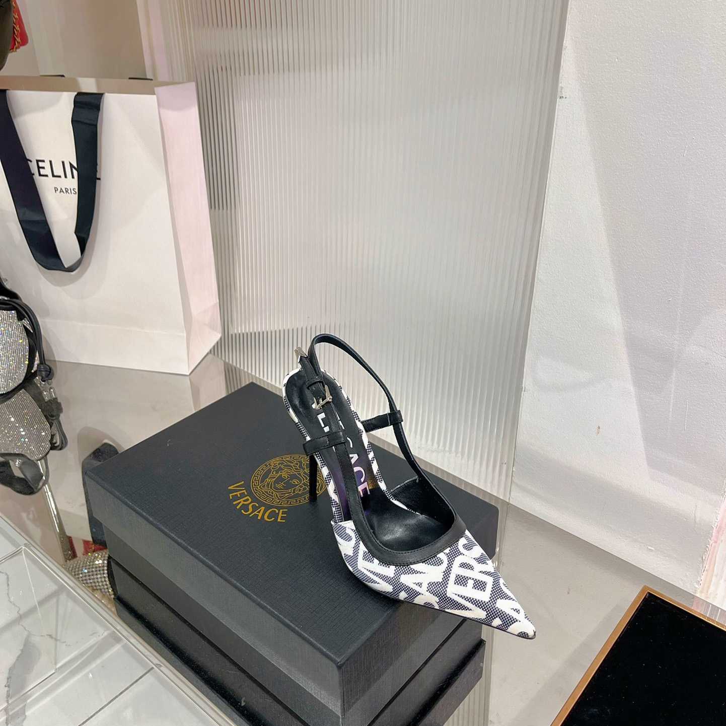 Versace Logo-jacquard 110mm Slingback Pumps - DopestKickz