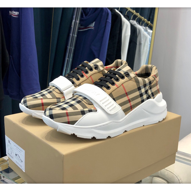 Burberry Check, Suede and Leather Sneakers - DopestKickz