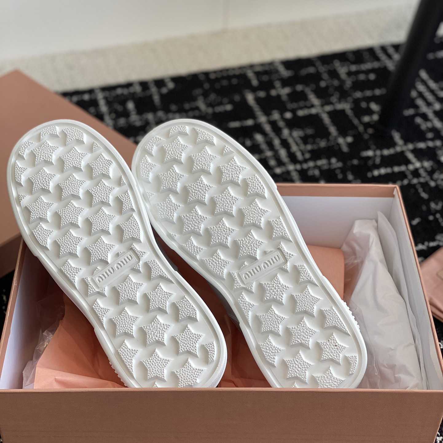 Miu Miu Bleached Leather Sneakers - DopestKickz