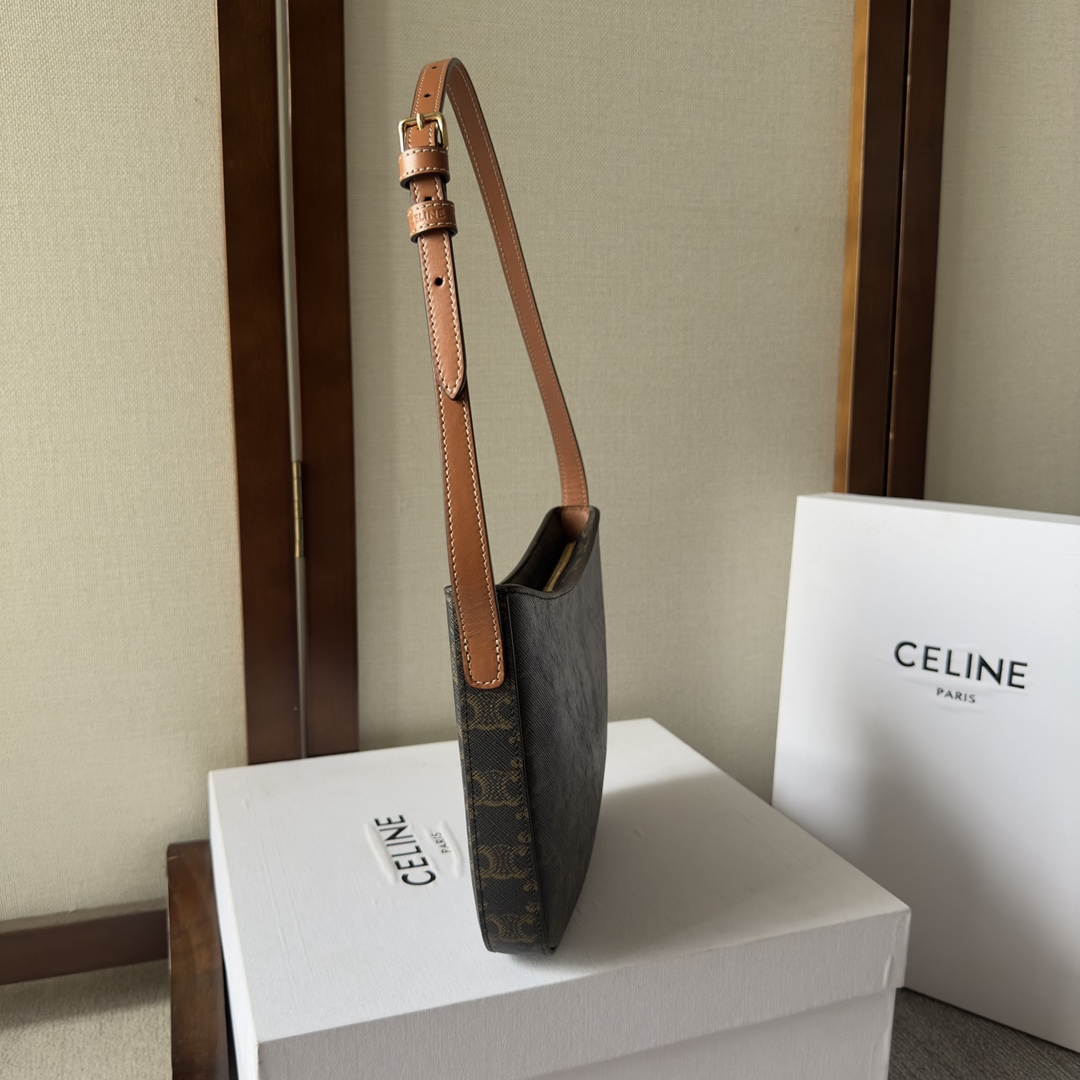 Celine Medium Celine Croque Bag In Triomphe Canvas And Calfskin Tan - DopestKickz