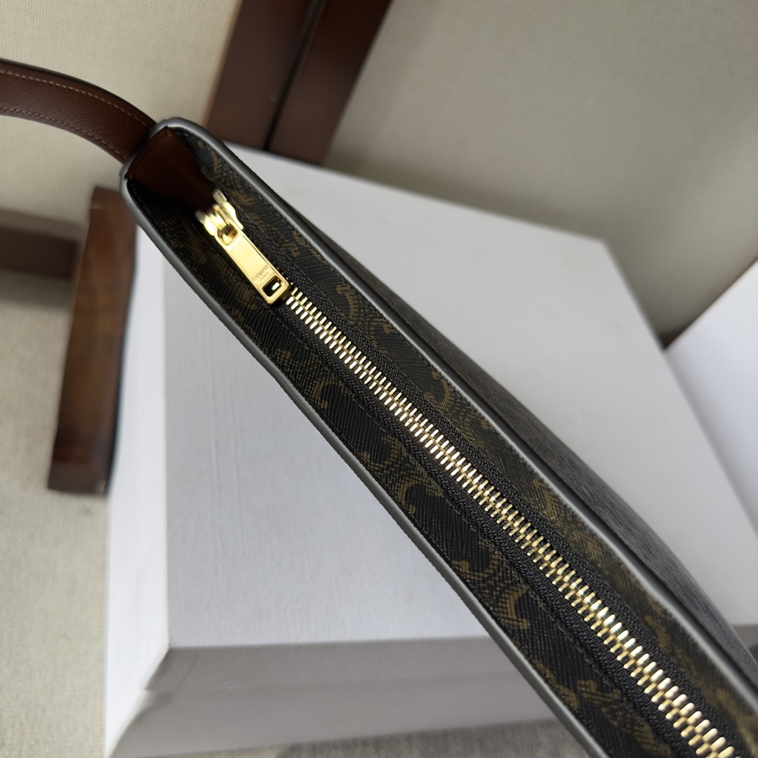 Celine Medium Celine Croque Bag In Triomphe Canvas And Calfskin Tan - DopestKickz