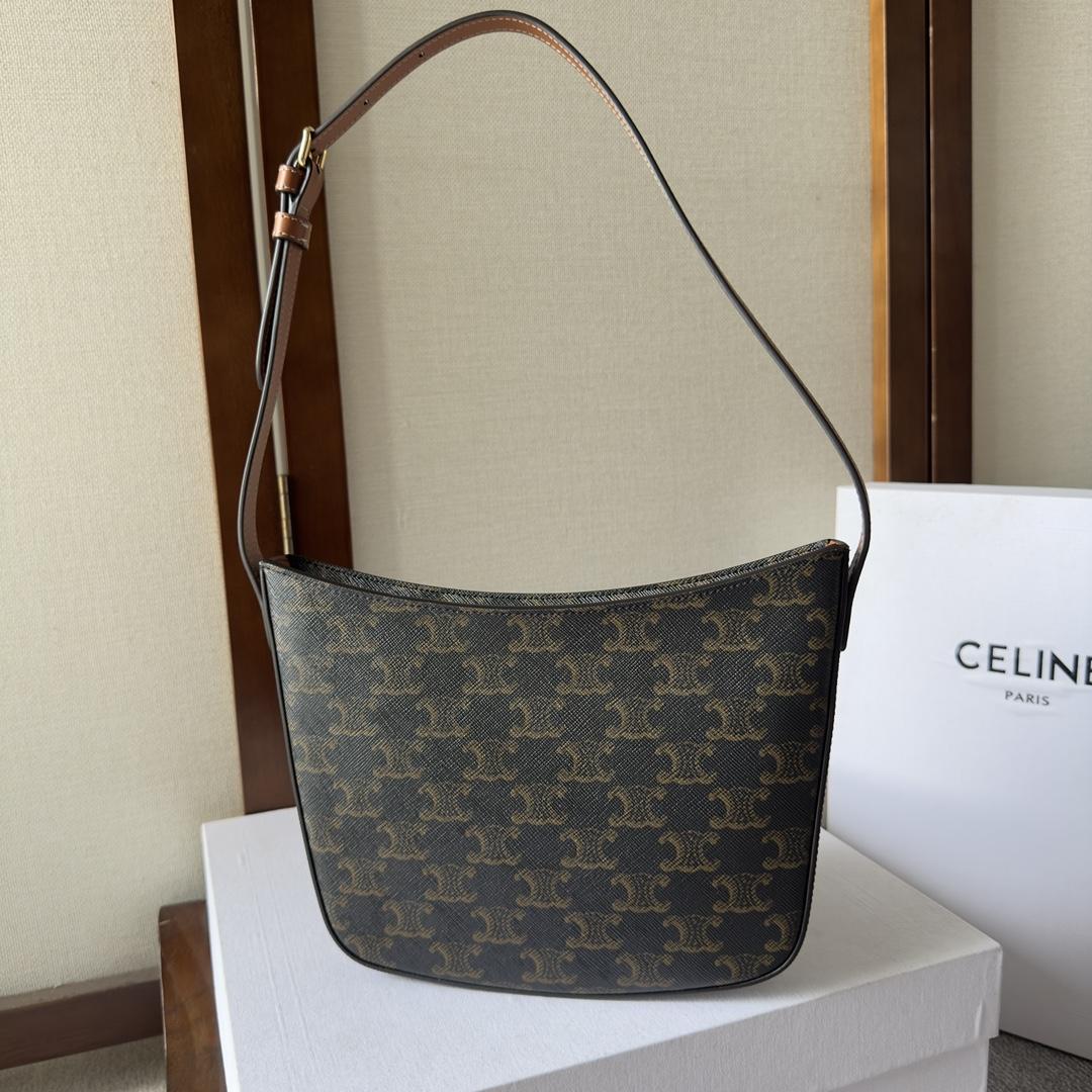 Celine Medium Celine Croque Bag In Triomphe Canvas And Calfskin Tan - DopestKickz