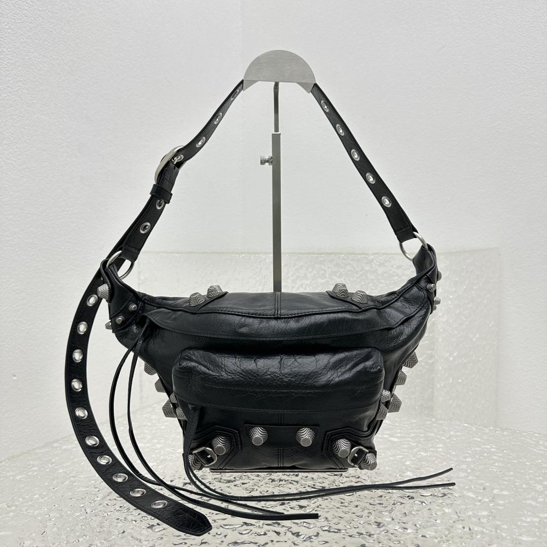 Balenciaga Men's Black Le Cagole Leather Belt Bag  ( 20cm*42cm*18cm) - DopestKickz