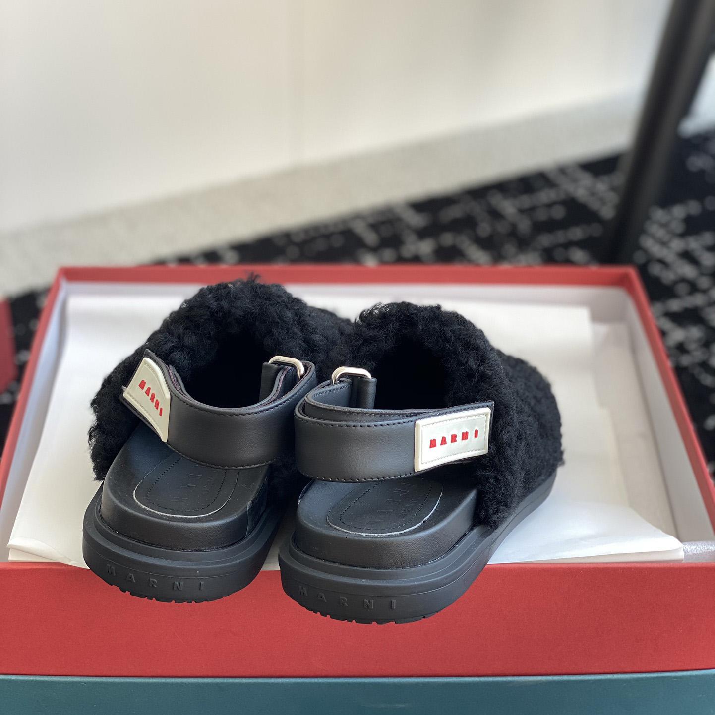 Marni Black Shearling Sabot - DopestKickz