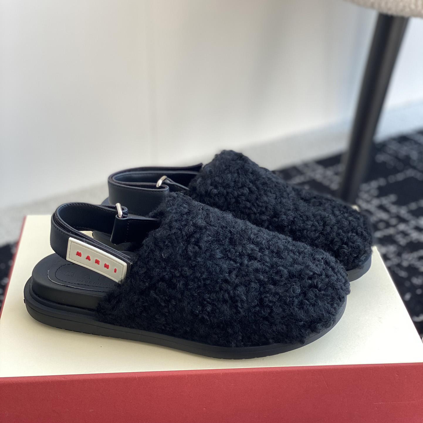 Marni Black Shearling Sabot - DopestKickz