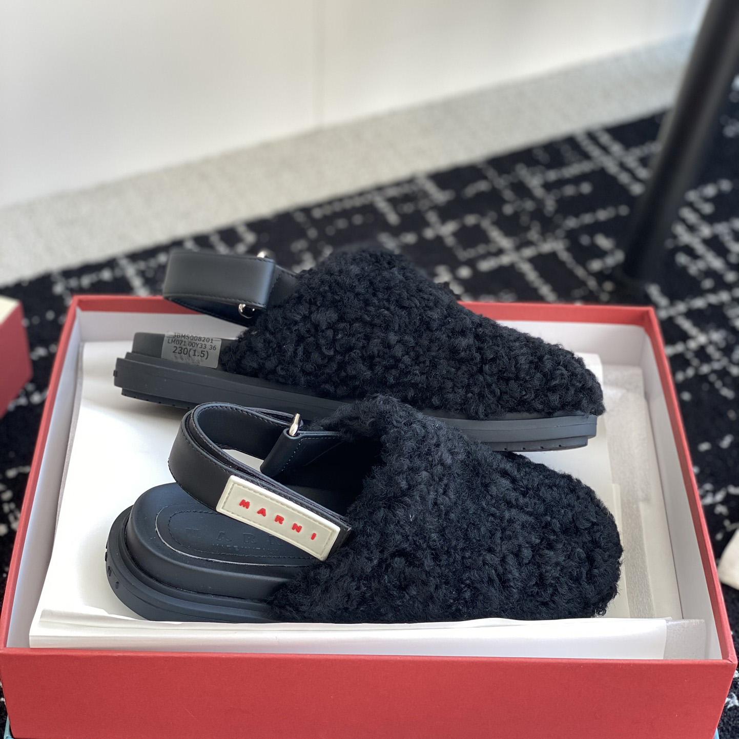 Marni Black Shearling Sabot - DopestKickz