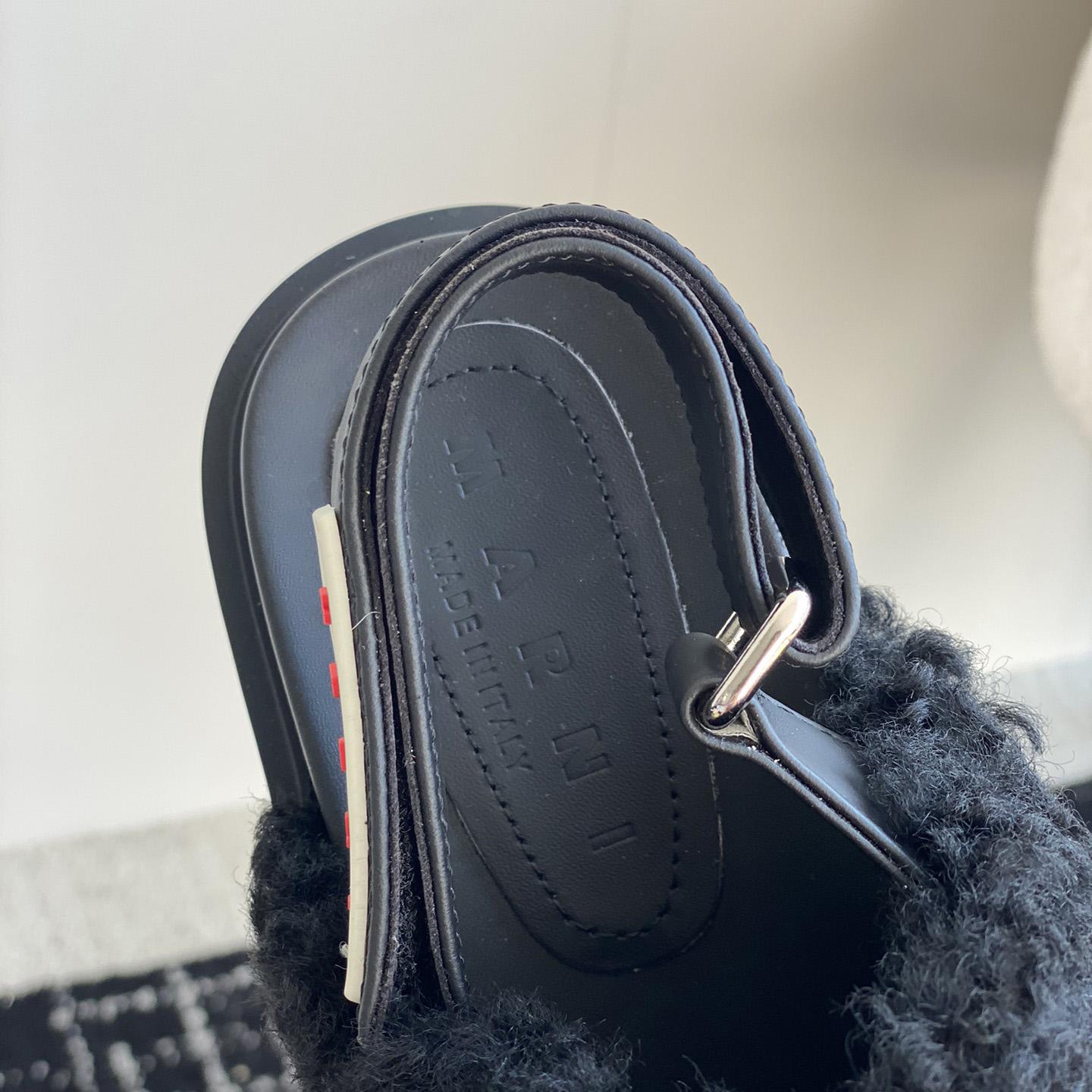 Marni Black Shearling Sabot - DopestKickz