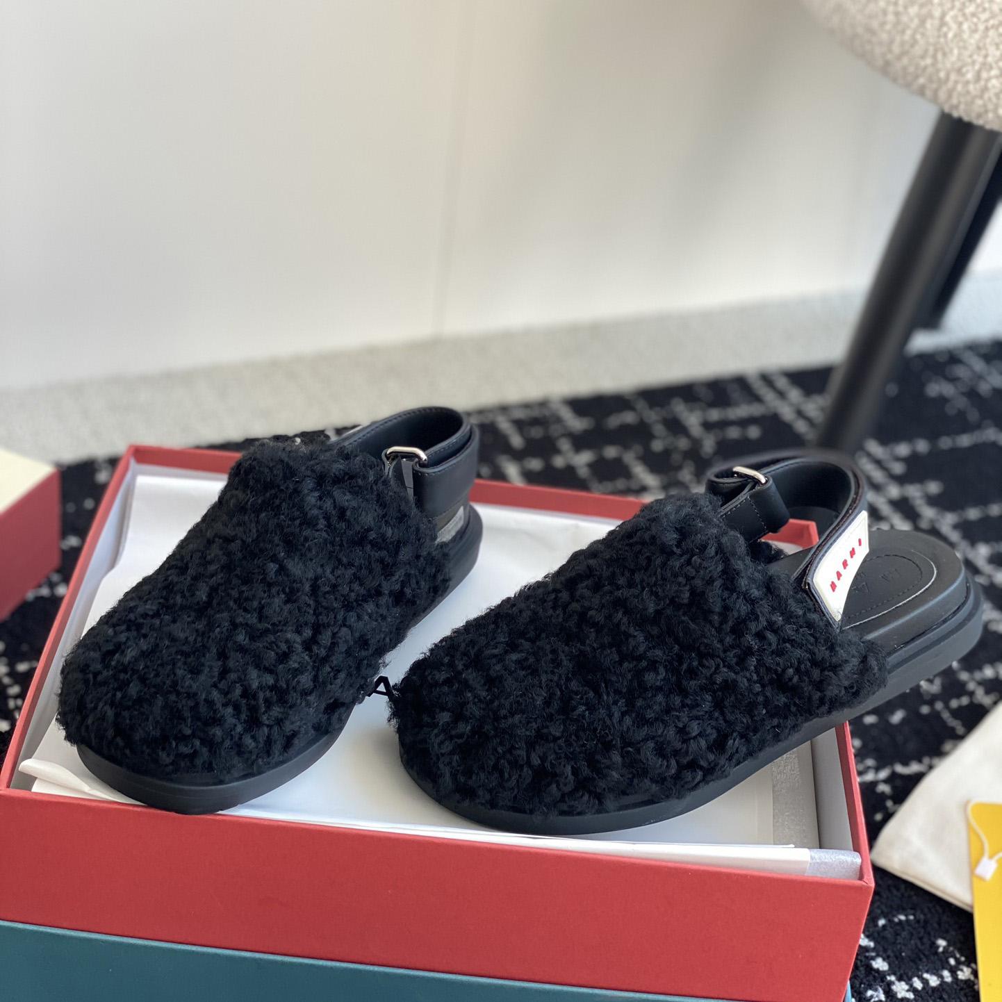 Marni Black Shearling Sabot - DopestKickz
