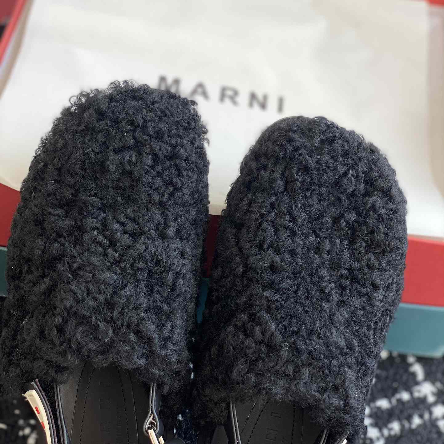 Marni Black Shearling Sabot - DopestKickz