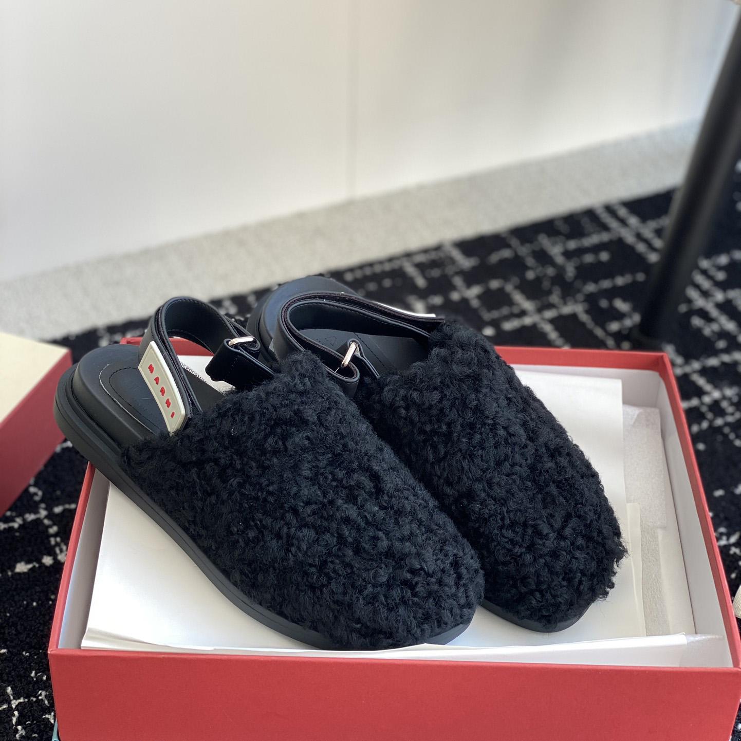 Marni Black Shearling Sabot - DopestKickz