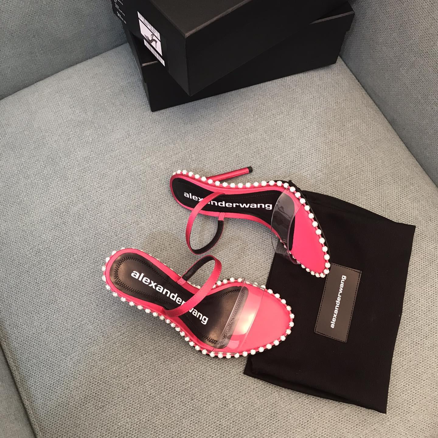 Alexander Wang Pink Satin Nova Crystal Sandals - DopestKickz