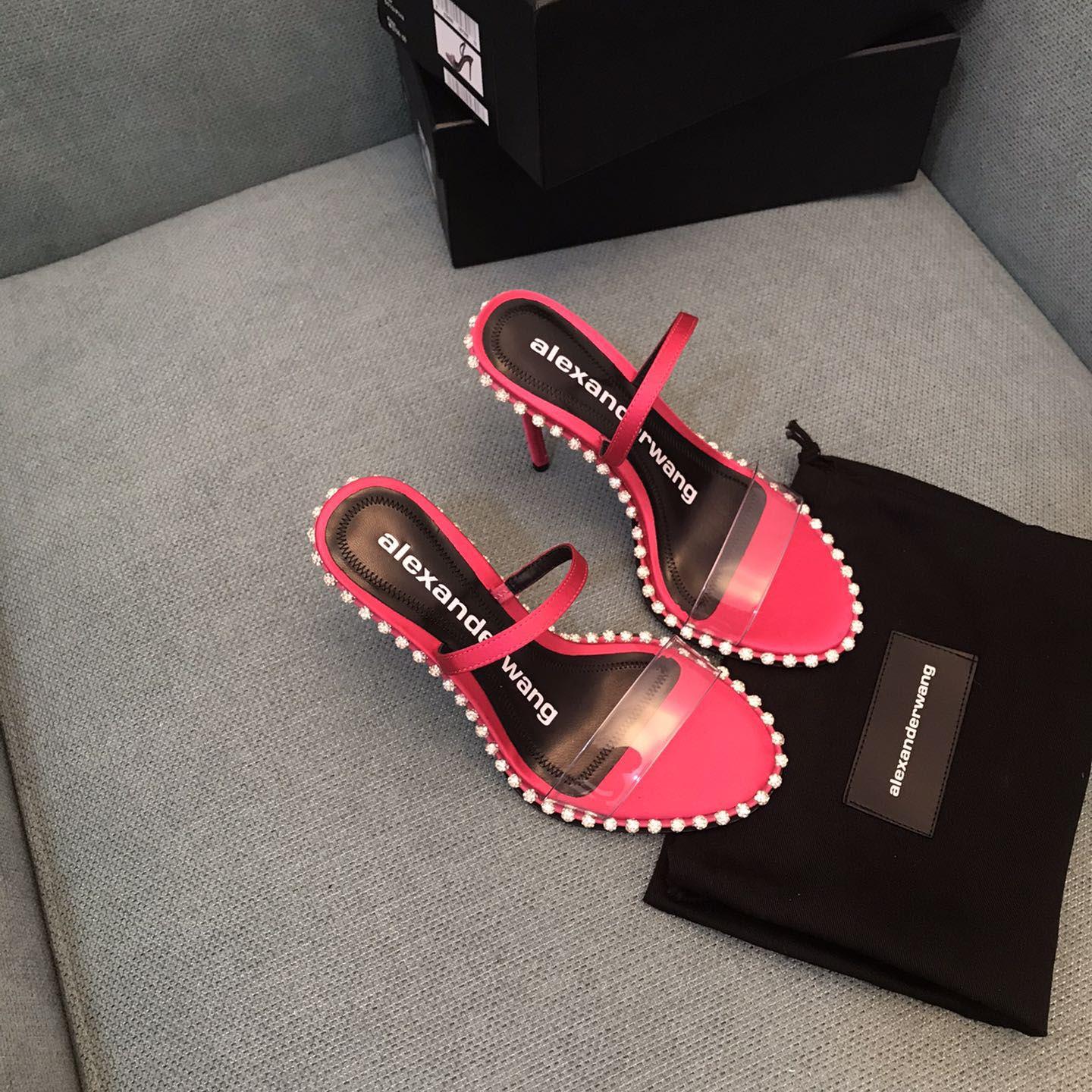 Alexander Wang Pink Satin Nova Crystal Sandals - DopestKickz