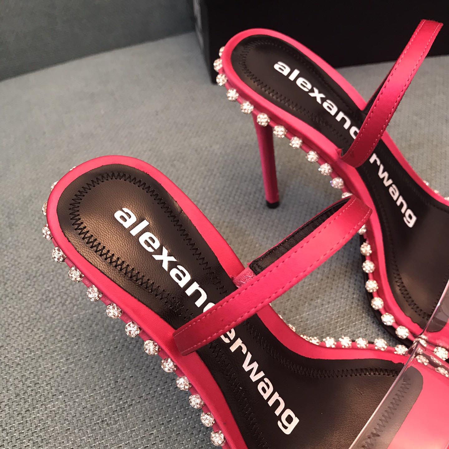 Alexander Wang Pink Satin Nova Crystal Sandals - DopestKickz