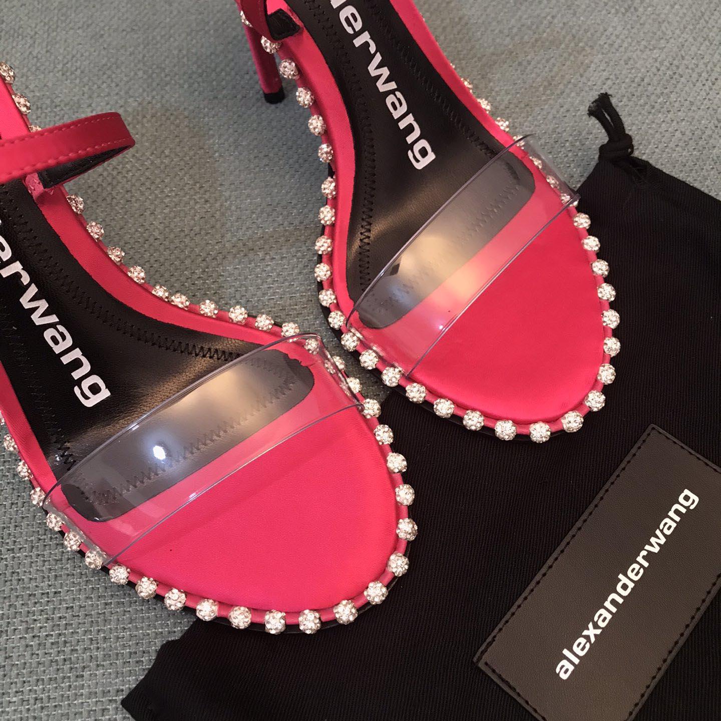 Alexander Wang Pink Satin Nova Crystal Sandals - DopestKickz