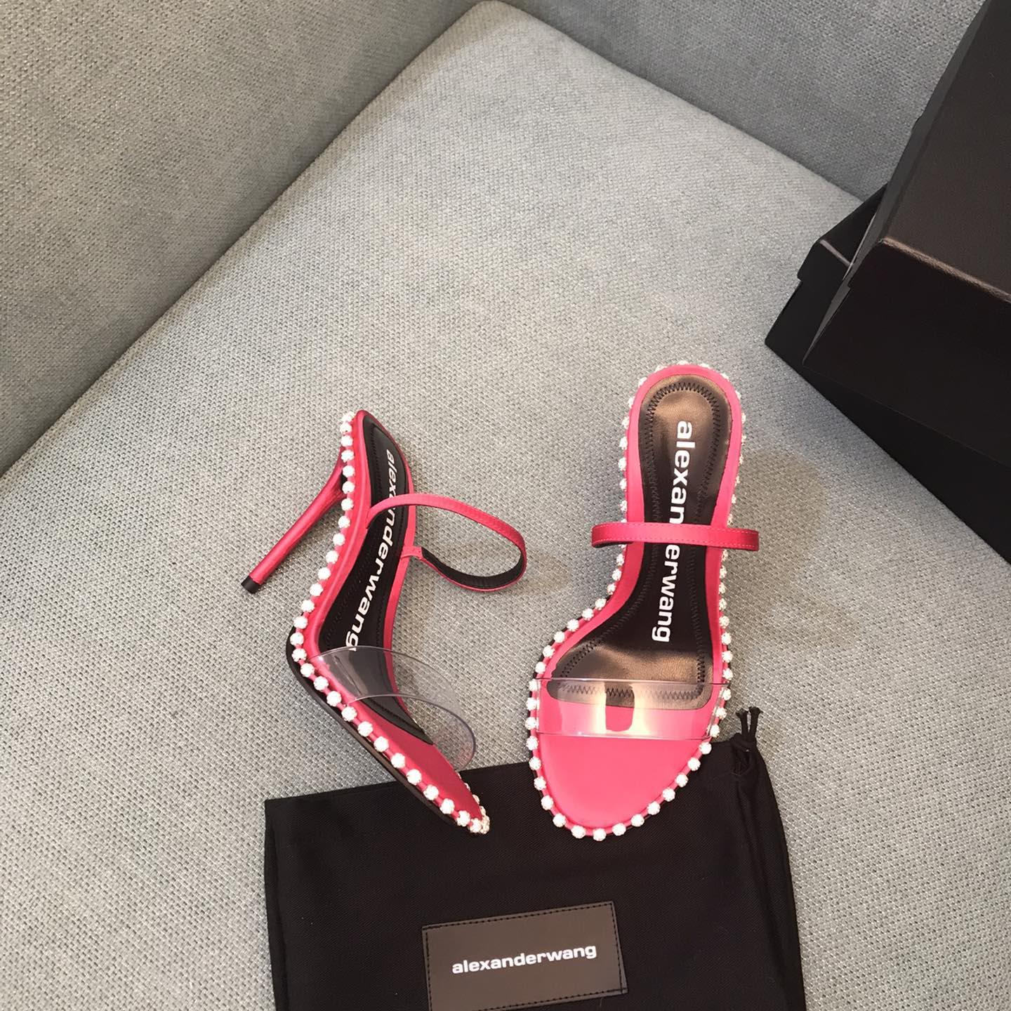 Alexander Wang Pink Satin Nova Crystal Sandals - DopestKickz