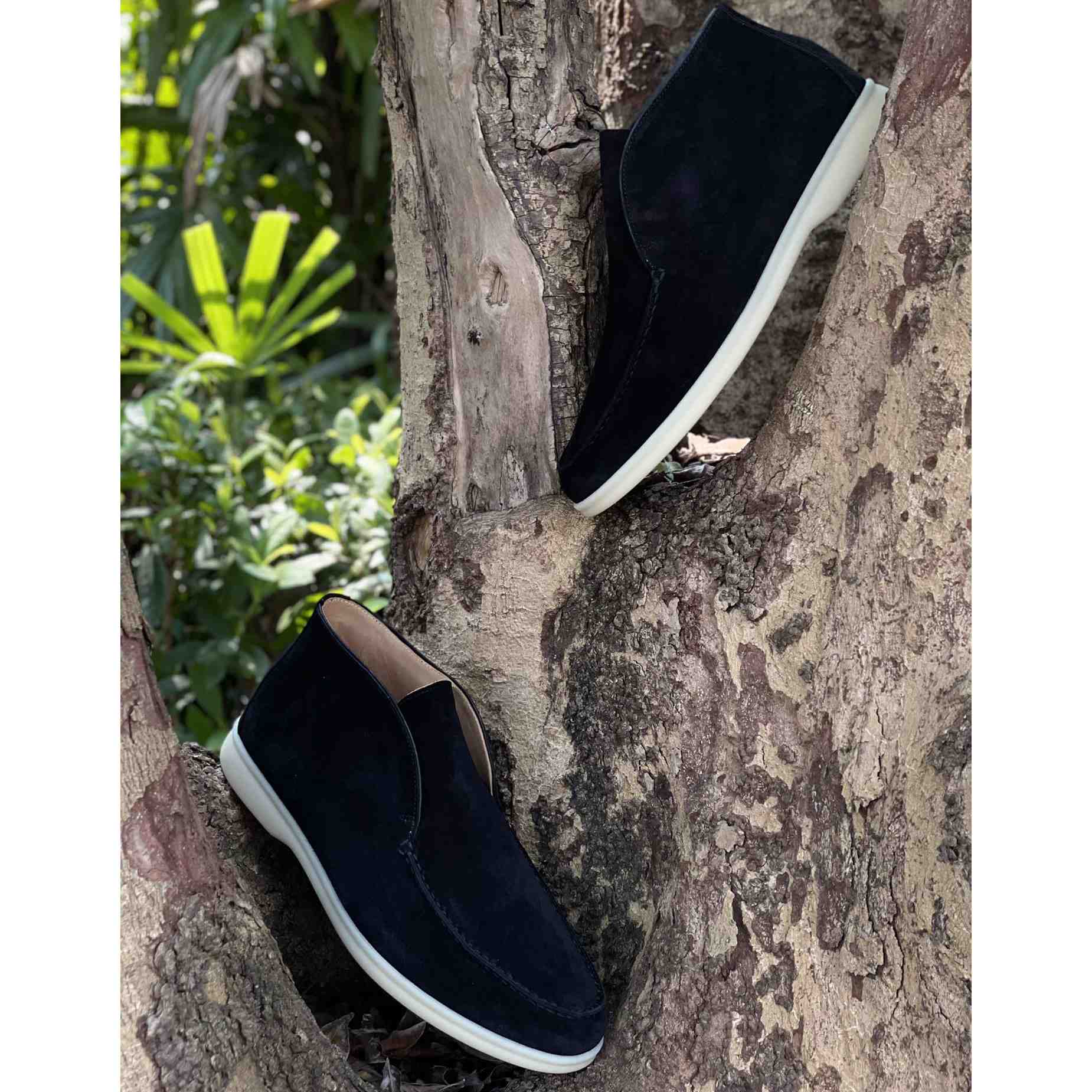 Loro Piana White Sole Summer Walk Loafers In Black - DopestKickz