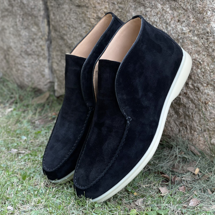 Loro Piana White Sole Summer Walk Loafers In Black - DopestKickz