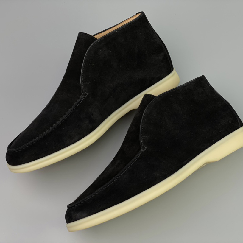 Loro Piana White Sole Summer Walk Loafers In Black - DopestKickz