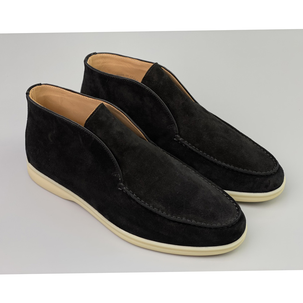 Loro Piana White Sole Summer Walk Loafers In Black - DopestKickz