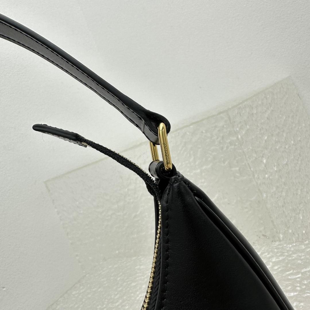 Celine Ava Triomphe Soft Bag In Smooth Calfskin Black - DopestKickz