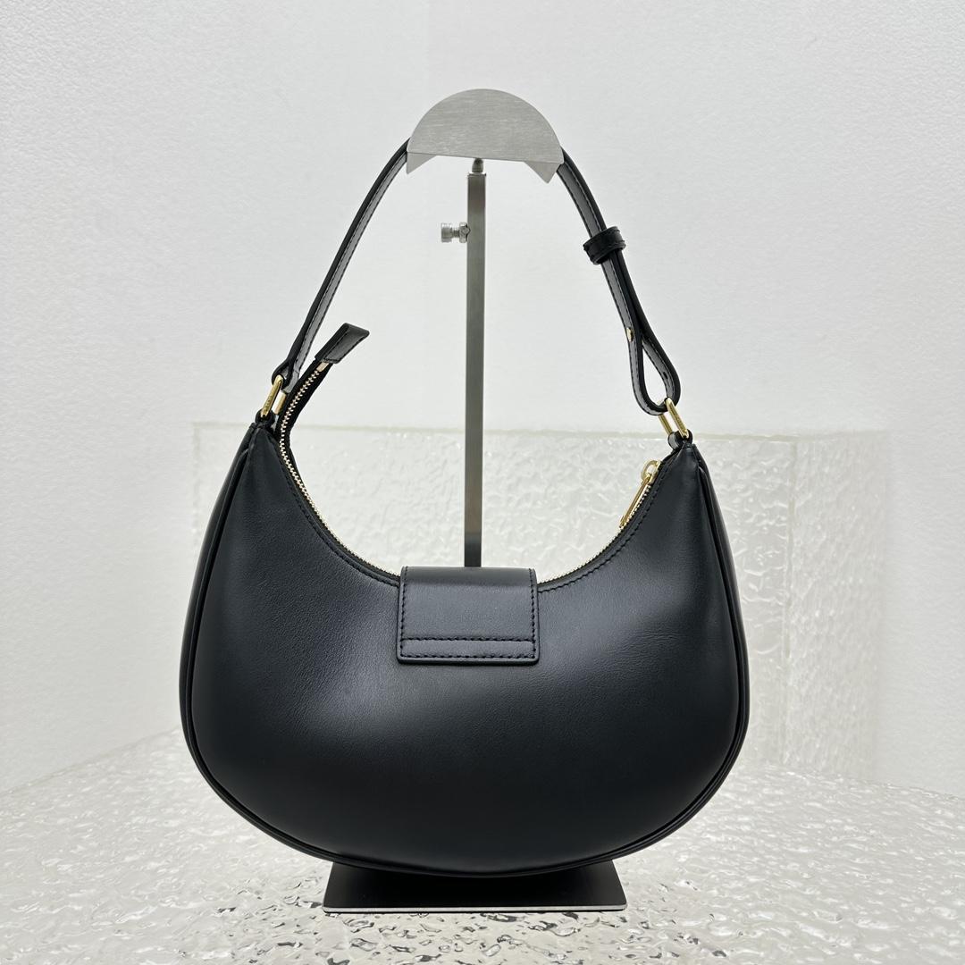 Celine Ava Triomphe Soft Bag In Smooth Calfskin Black - DopestKickz