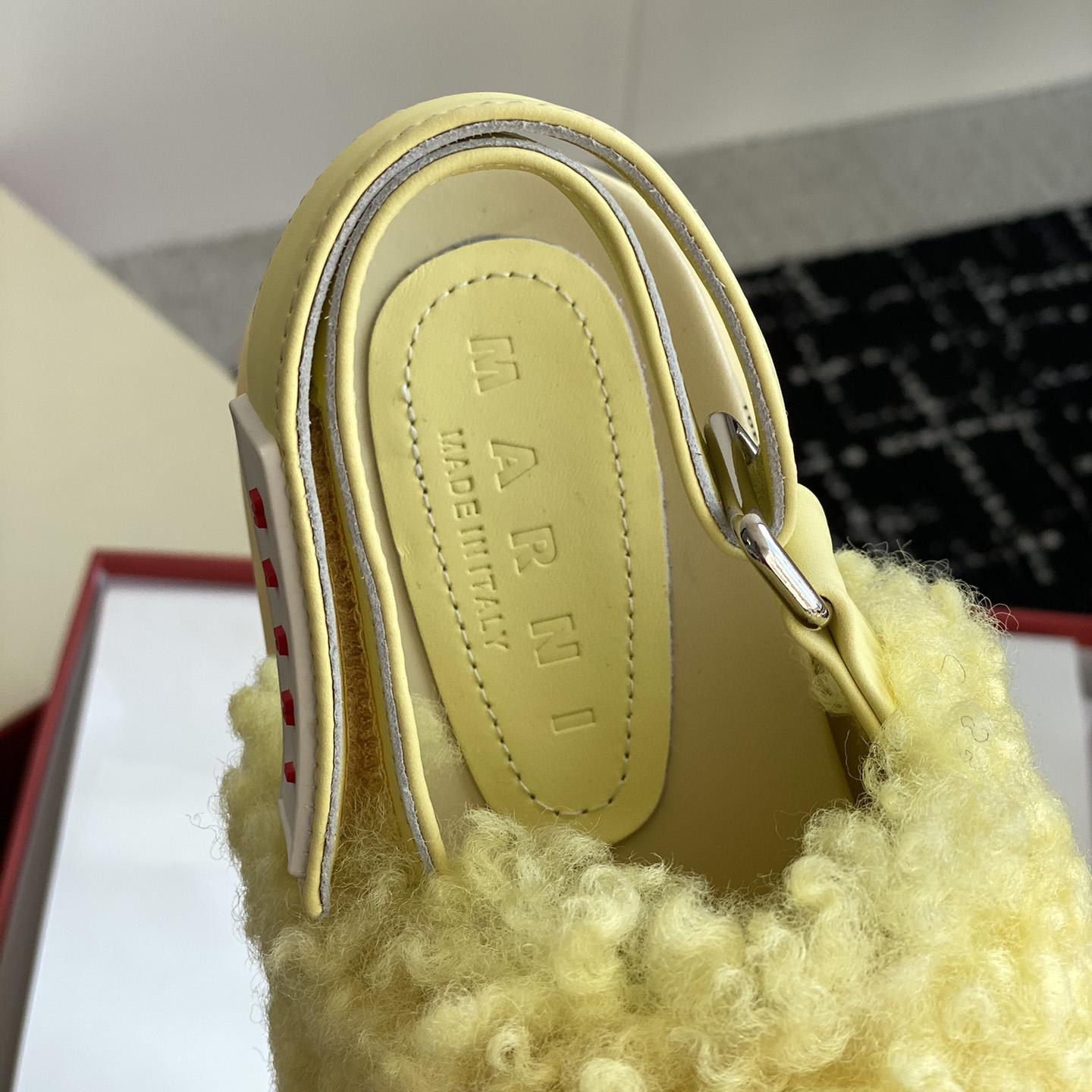Marni Light Yellow Shearling Sabot - DopestKickz