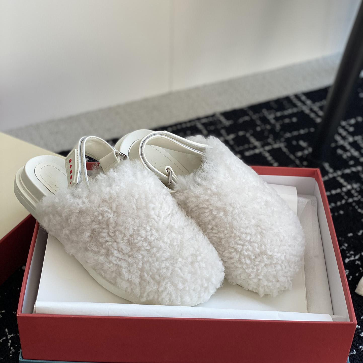 Marni White Shearling Sabot - DopestKickz