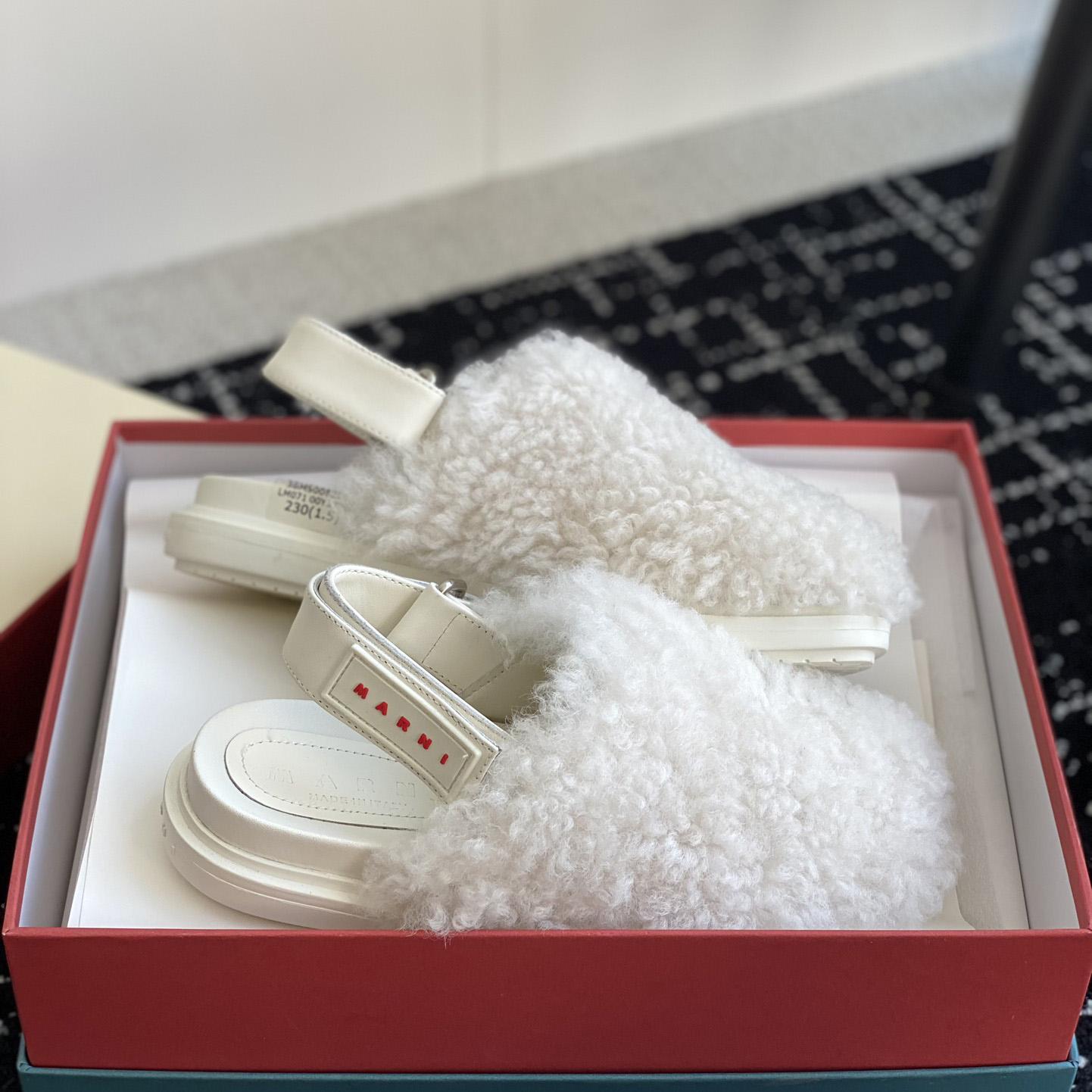Marni White Shearling Sabot - DopestKickz