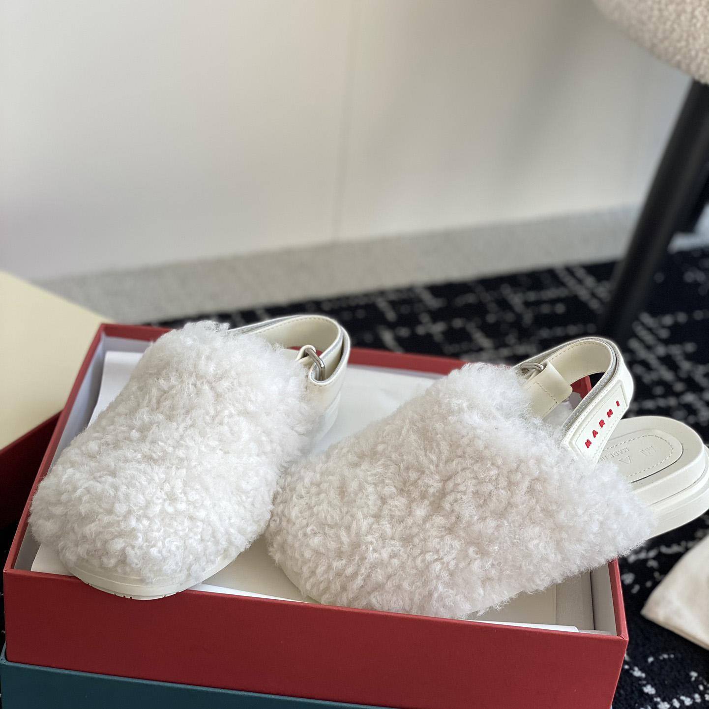 Marni White Shearling Sabot - DopestKickz