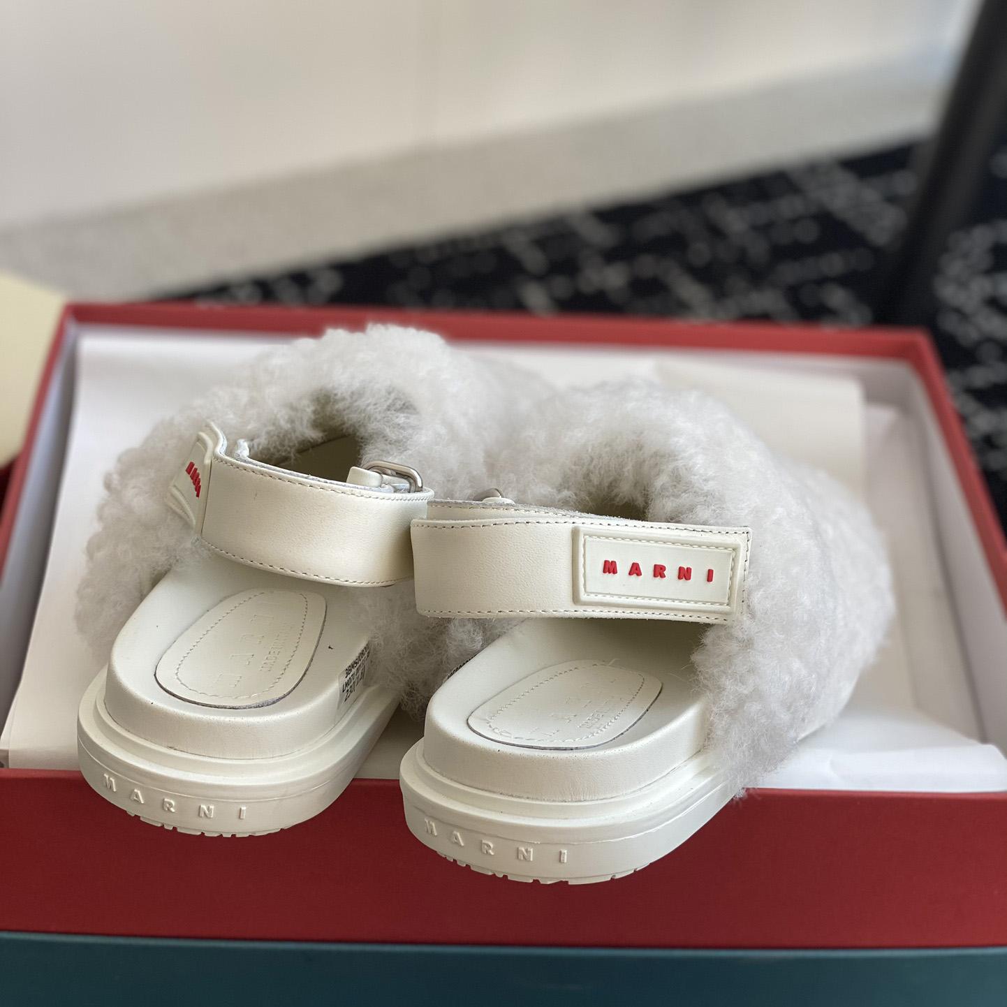 Marni White Shearling Sabot - DopestKickz