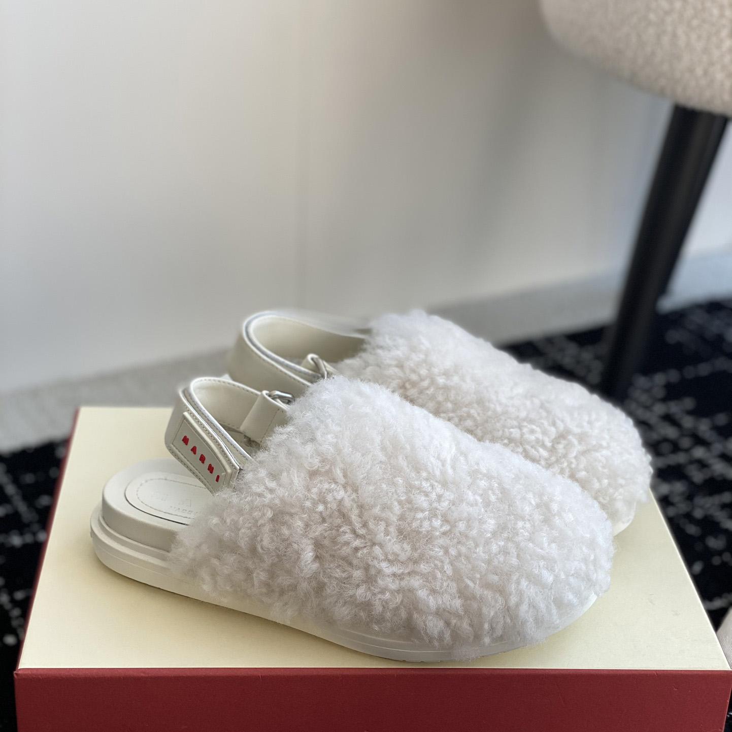 Marni White Shearling Sabot - DopestKickz