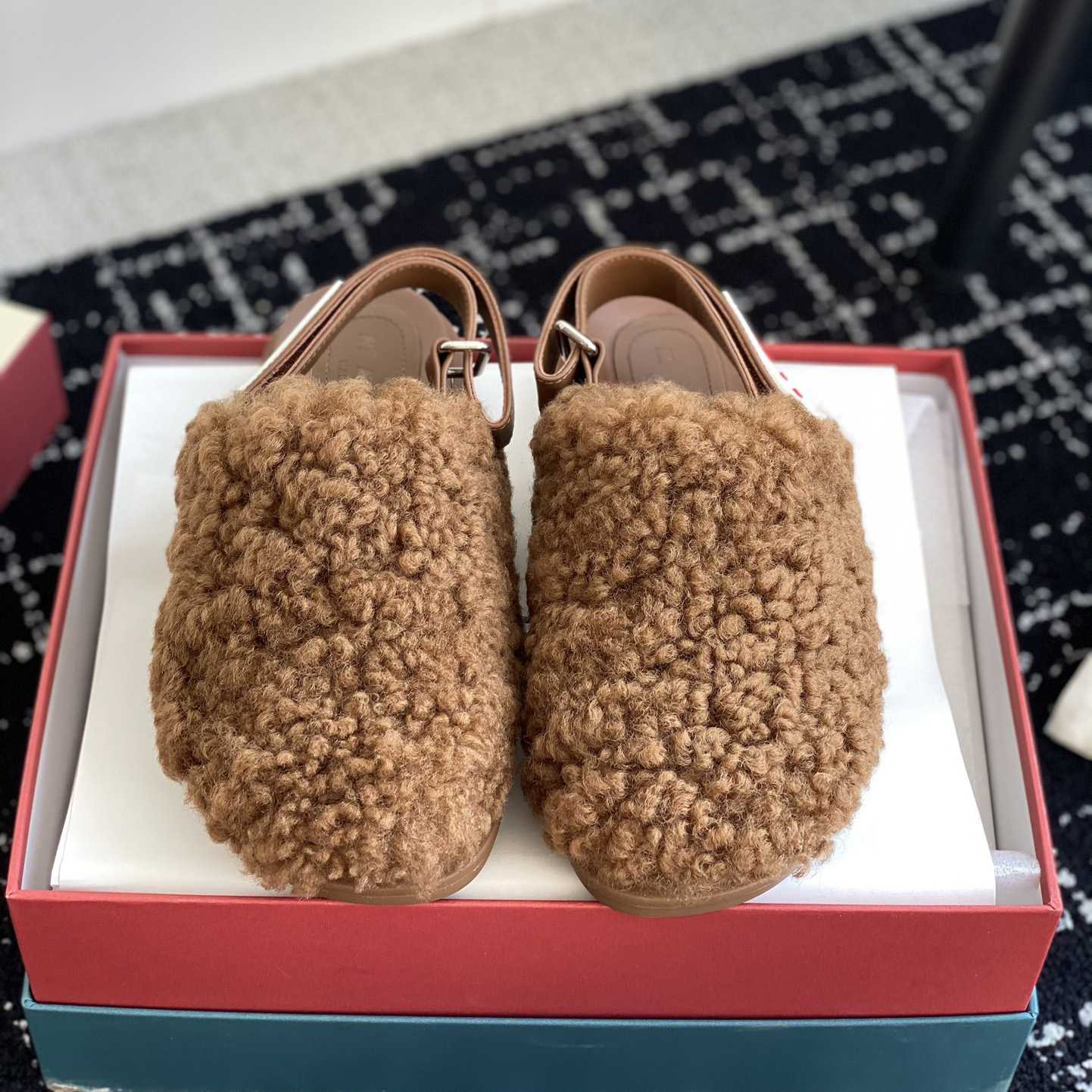 Marni Brown Shearling Sabot - DopestKickz