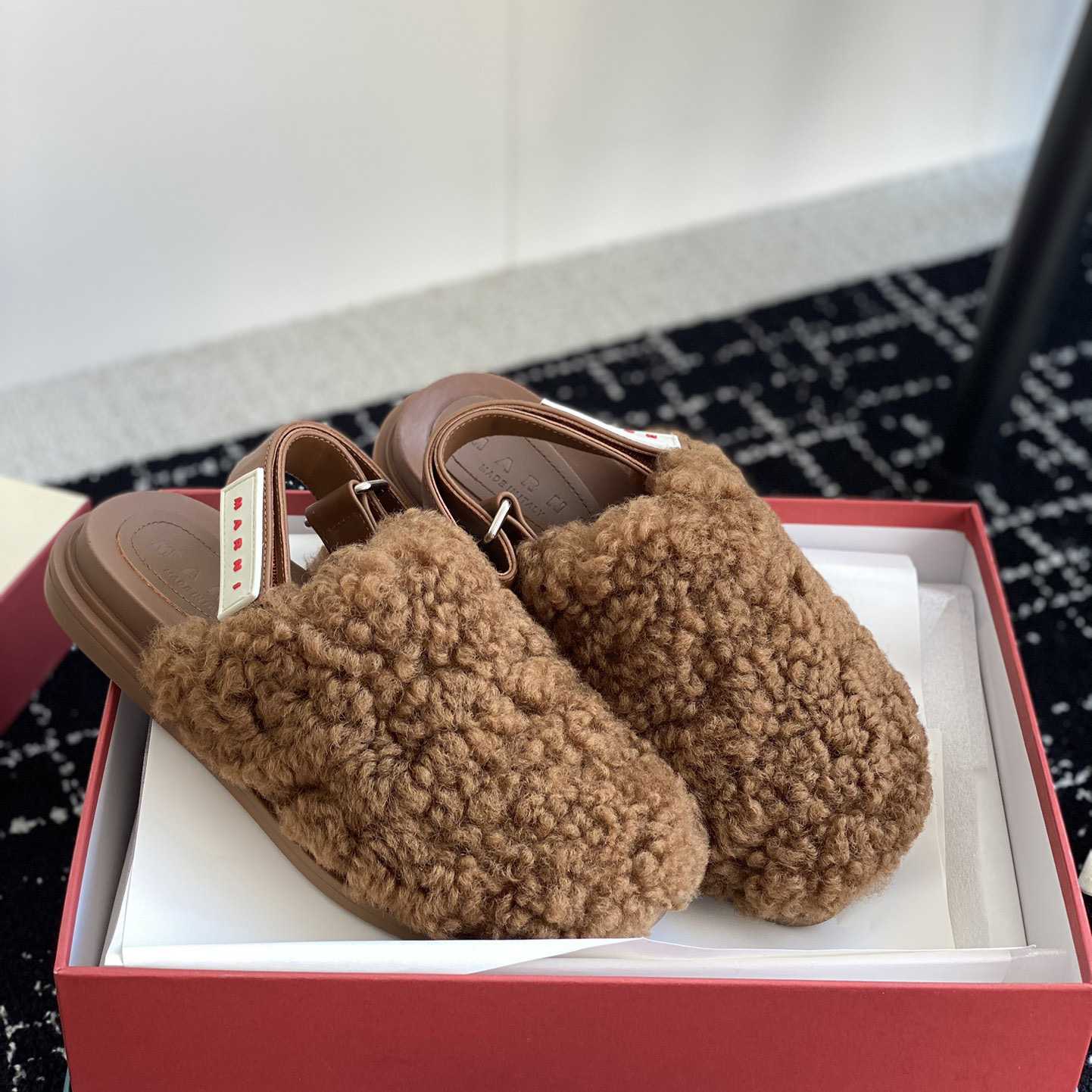 Marni Brown Shearling Sabot - DopestKickz