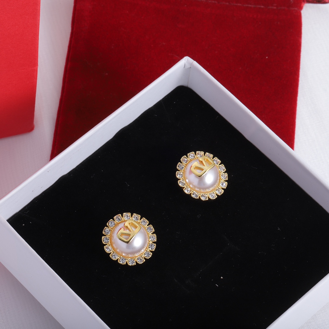 Valenti Garavani VLogo Signature Crystal Stud Earrings - DopestKickz