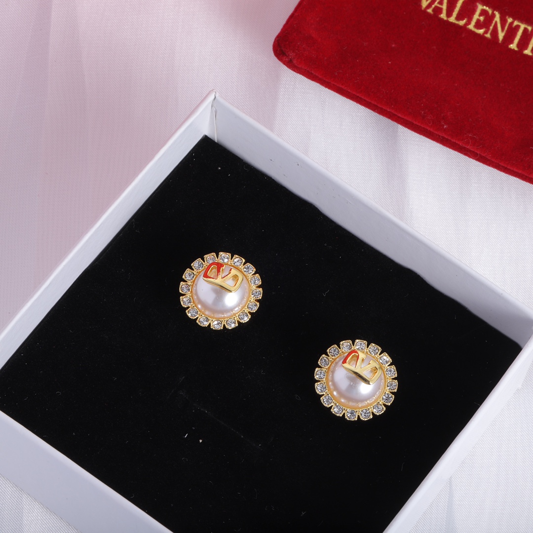 Valenti Garavani VLogo Signature Crystal Stud Earrings - DopestKickz