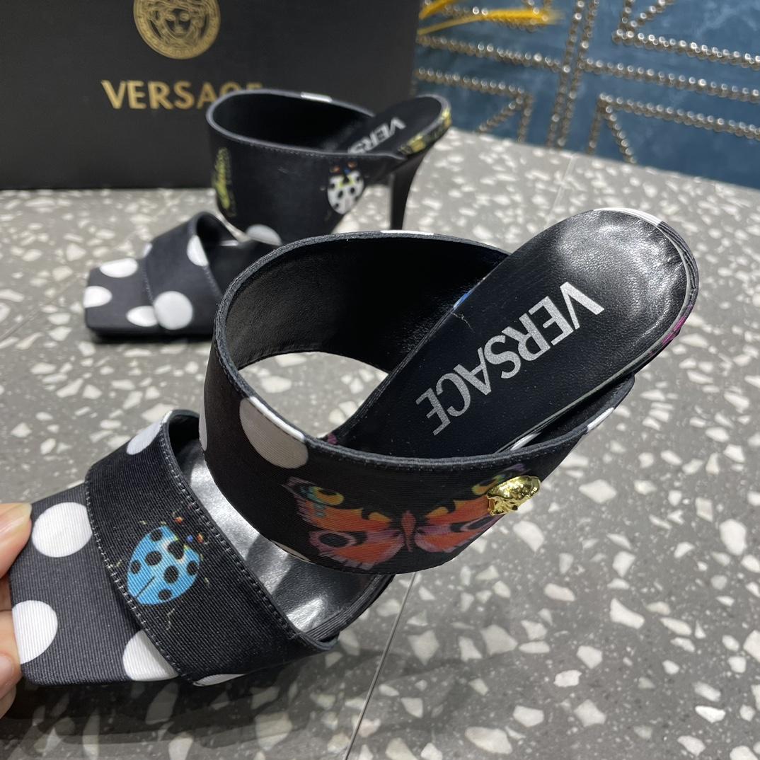 Versace Butterflies Canvas High Heel Mules - DopestKickz