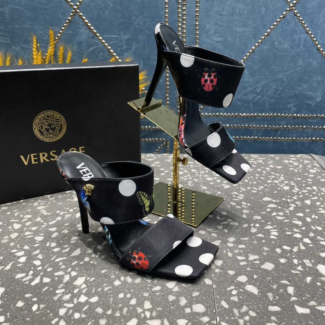 Versace Butterflies Canvas High Heel Mules - DopestKickz