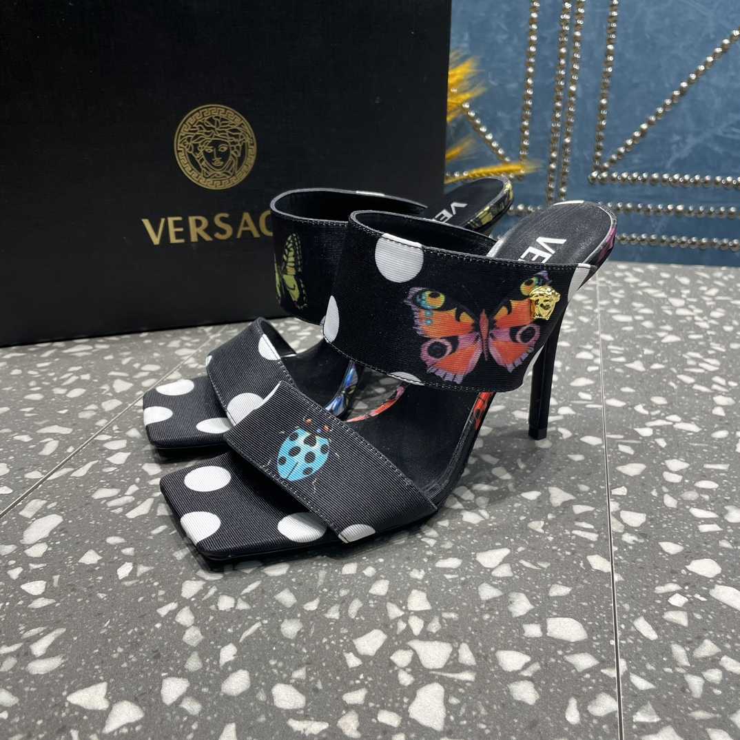 Versace Butterflies Canvas High Heel Mules - DopestKickz