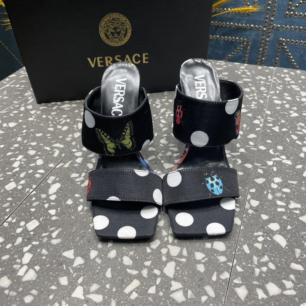Versace Butterflies Canvas High Heel Mules - DopestKickz