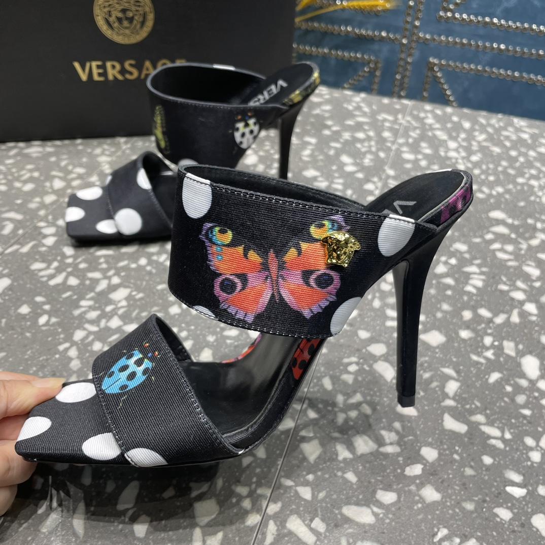 Versace Butterflies Canvas High Heel Mules - DopestKickz