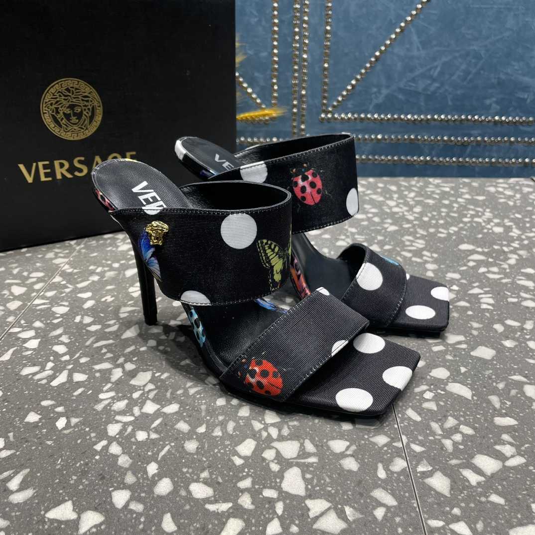 Versace Butterflies Canvas High Heel Mules - DopestKickz