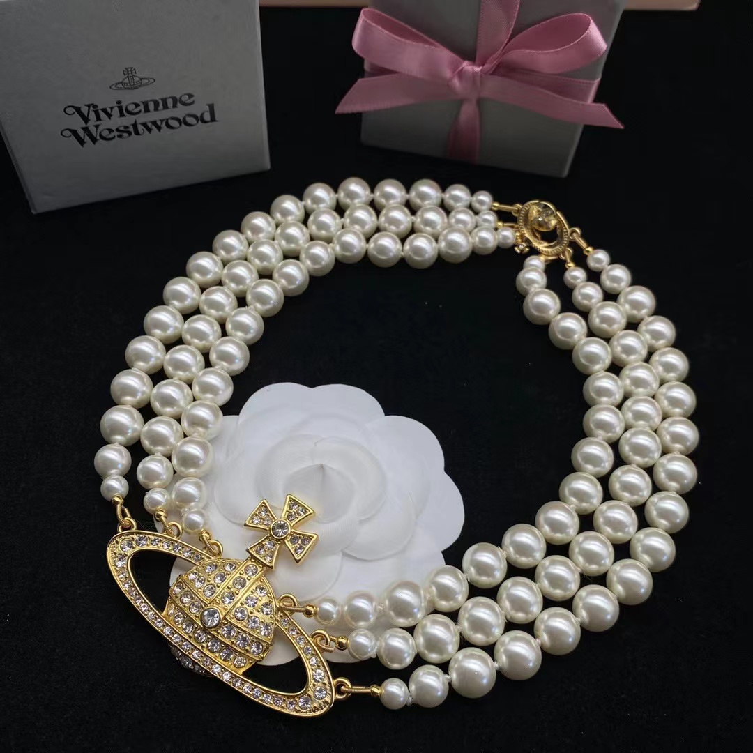 Vivienne Westwood Bas Relief Gold-tone and Faux Pearl Choker - DopestKickz
