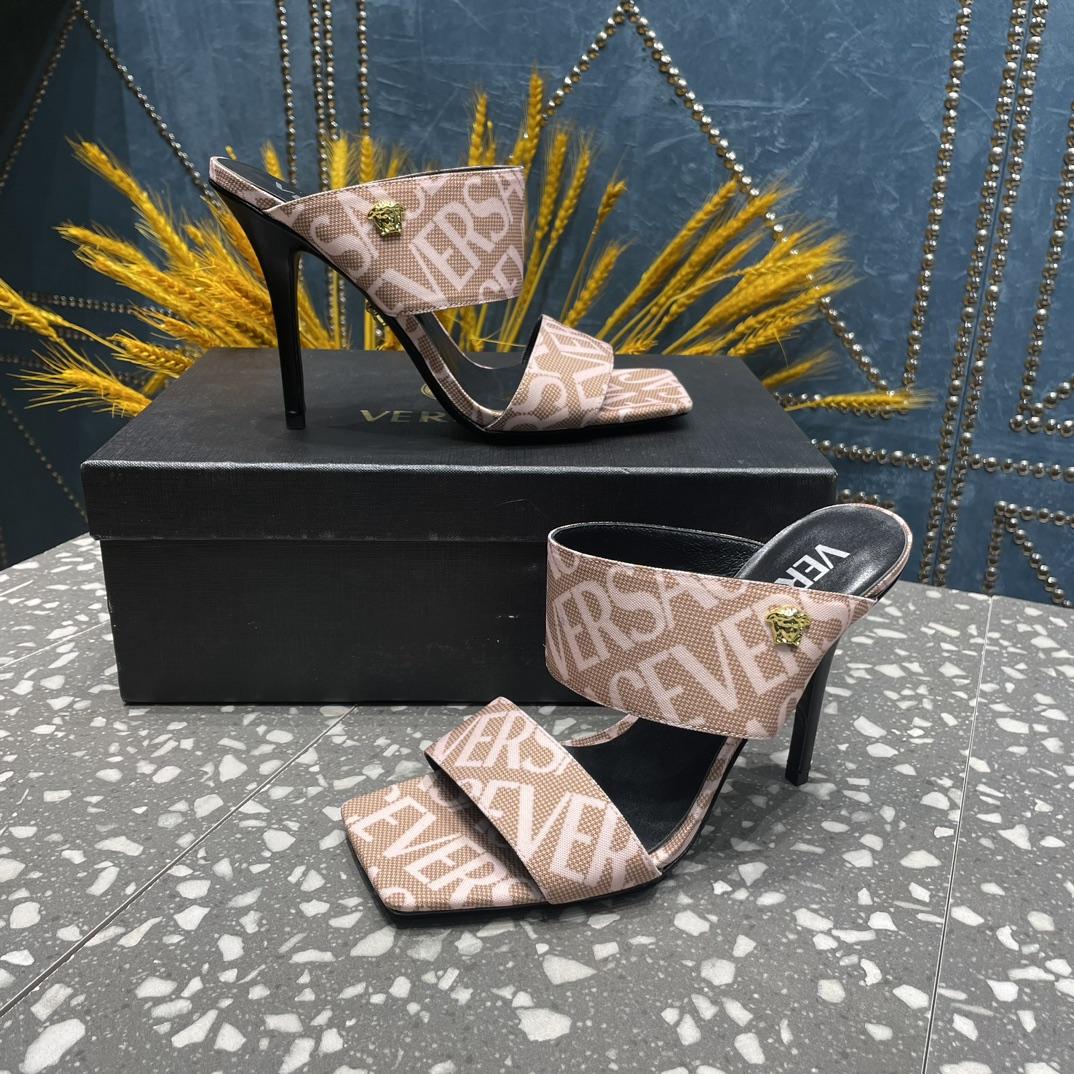 Versace Allover High Heel Mules - DopestKickz