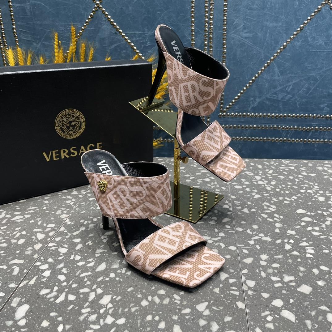 Versace Allover High Heel Mules - DopestKickz