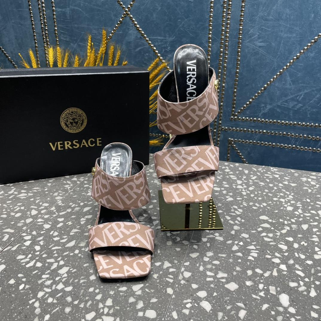 Versace Allover High Heel Mules - DopestKickz