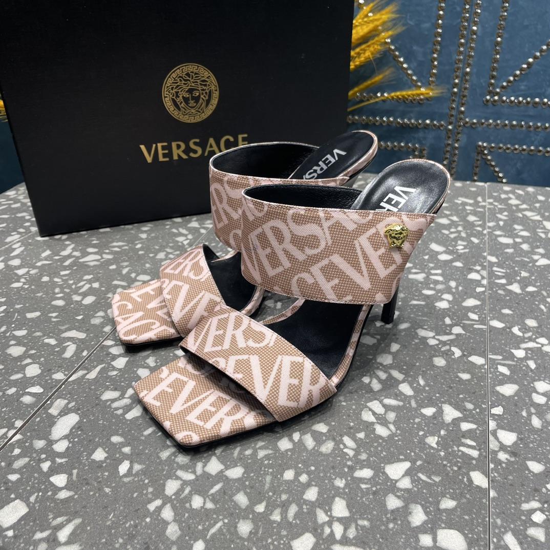 Versace Allover High Heel Mules - DopestKickz