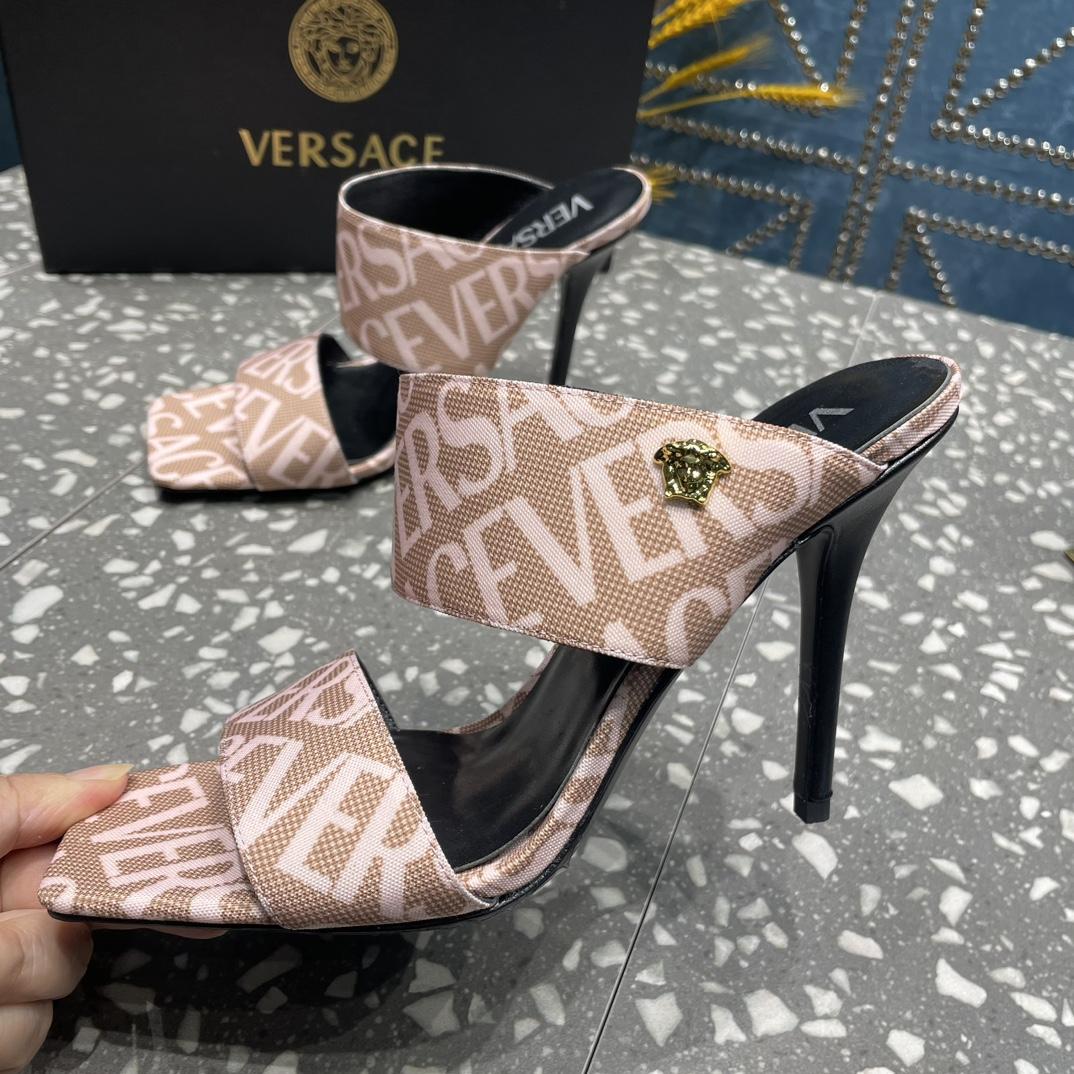 Versace Allover High Heel Mules - DopestKickz
