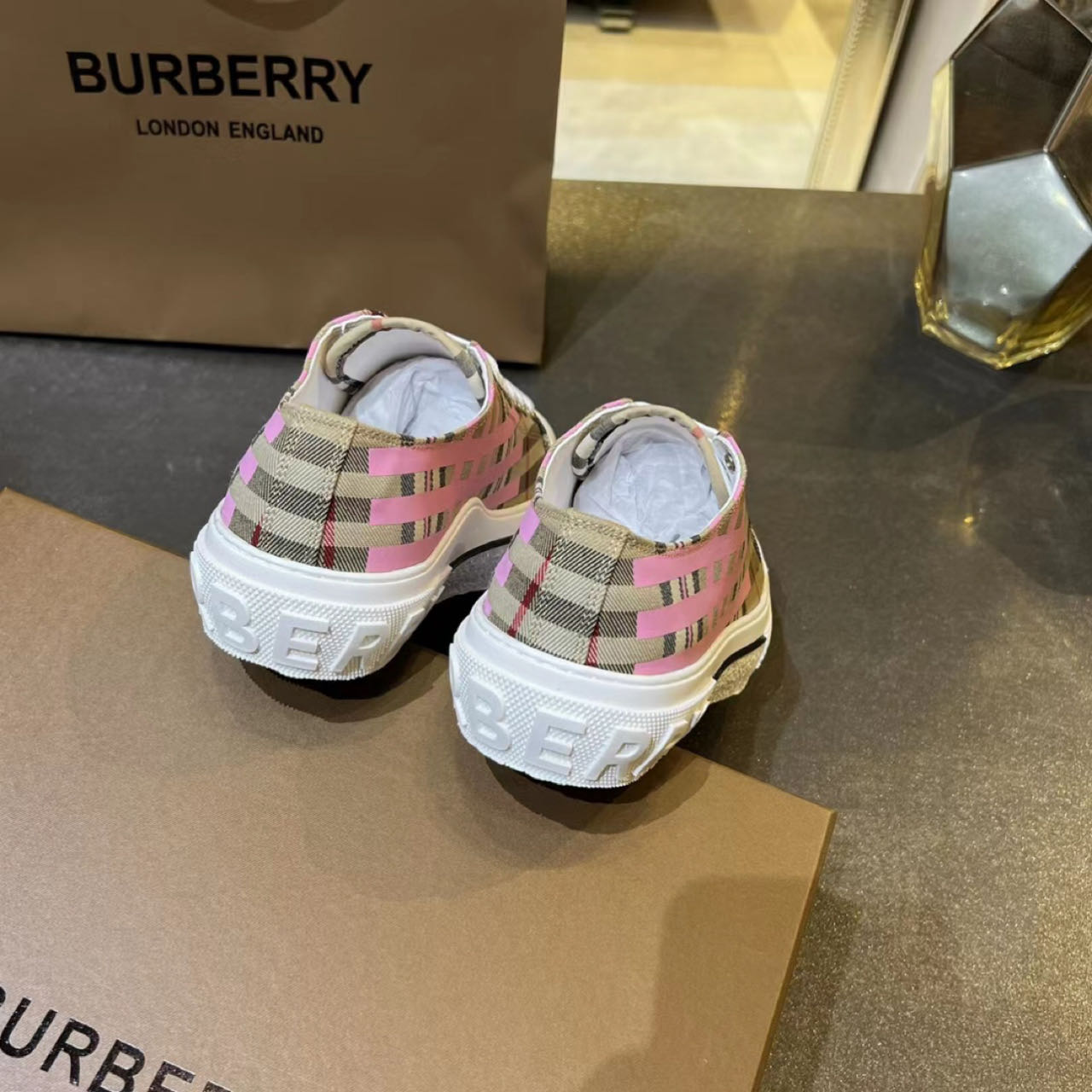 Burberry Check Cotton Sneakers - DopestKickz