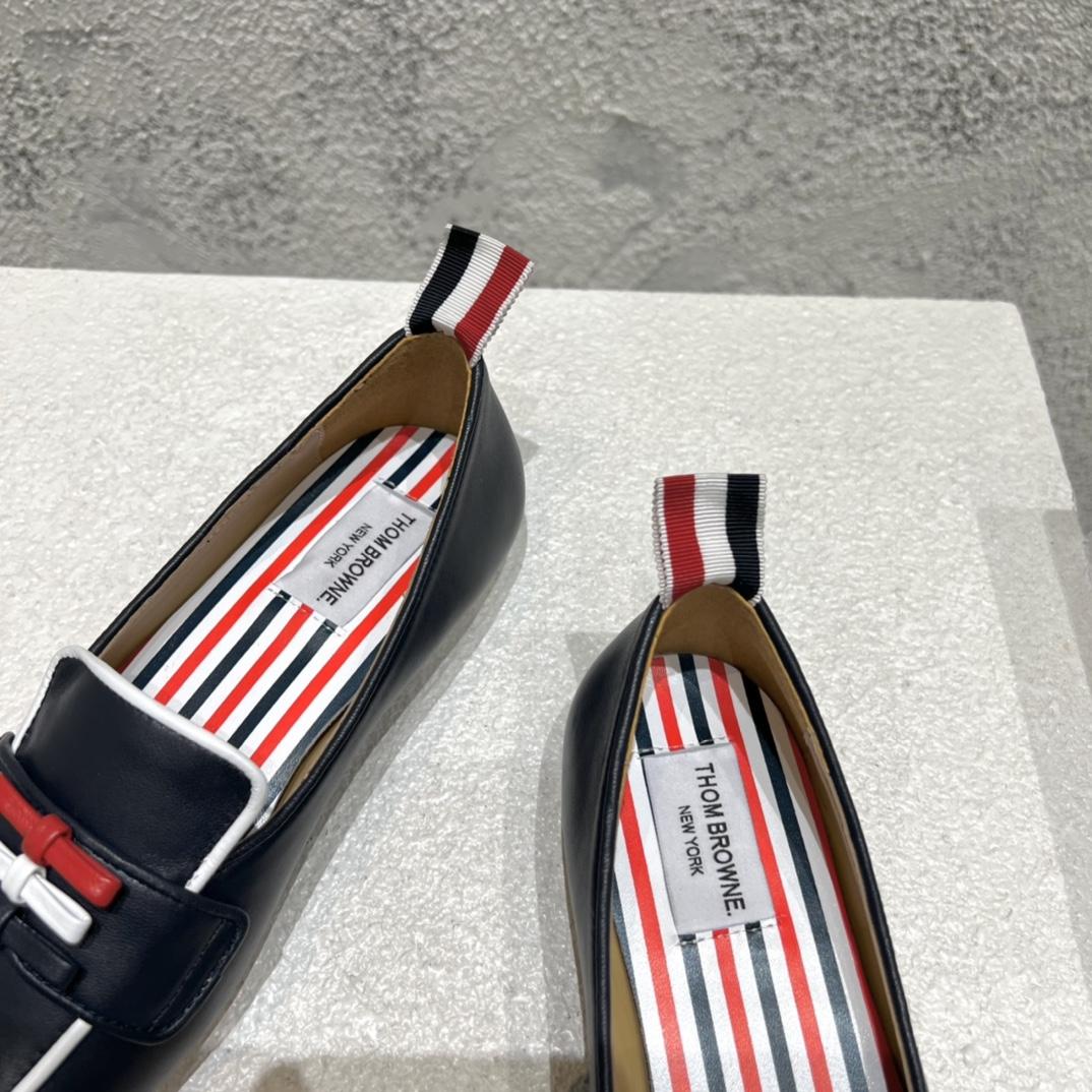Thom Browne Navy Calf Leather Flexible Leather Sole 3-bow Loafer - DopestKickz